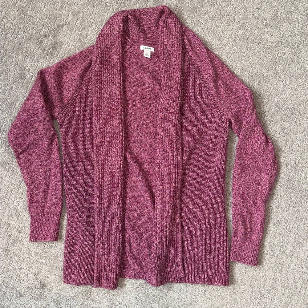 LL Bean Open Pink Knit Cardigen Women Small Warm Soft Cozy Woven Coastal Grandma - Picture 6 of 8